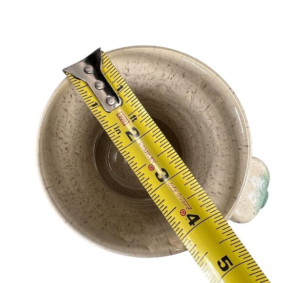 Art Pottery Vase Handmade Ceramic Speckled Tan Teal Green Gradient Glaze Signed - Picture 8 of 8